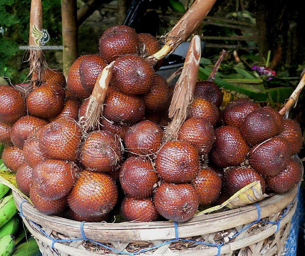 Known for its scaly skin, this fruit has a crunchy, sweet-tart flavor and is often called "snake fruit" 